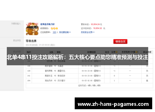 北单4串11投注攻略解析:五大核心要点助您精准预测与投注 北单4串11投注攻略解析:五大核心要点助您精准预测与投注