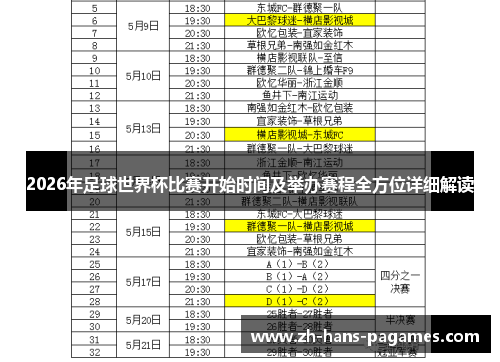 2026年足球世界杯比赛开始时间及举办赛程全方位详细解读 2026年足球世界杯比赛开始时间及举办赛程全方位详细解读
